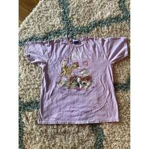 Vintage Disney Classics Bambi‎ T-Shirt 90s Purple Cartoon Graphic Tee